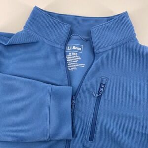 L.L Bean Women's Blue Ribbed Quarter Zip Pullover Fleece Jacket Size M 526743